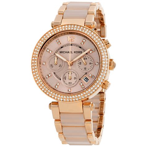 women's michael kors watch rose gold|michael kors parker chronograph watch.